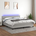 Εικόνα της Κρεβάτι Boxspring με Στρώμα & LED Αν.Γκρι 180x200 εκ Υφασμάτινο Hobbo