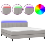 Εικόνα της Κρεβάτι Boxspring με Στρώμα & LED Αν.Γκρι 180x200 εκ Υφασμάτινο Hobbo