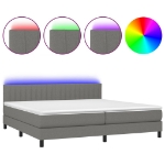 Εικόνα της Κρεβάτι Boxspring με Στρώμα & LED Σκ.Γκρι 200x200εκ. Υφασμάτινο Hobbo