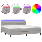 Εικόνα της Κρεβάτι Boxspring με Στρώμα & LED Αν.Γκρι 200x200εκ. Υφασμάτινο Hobbo