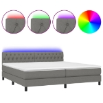 Εικόνα της Κρεβάτι Boxspring με Στρώμα & LED Σκ.Γκρι 200x200εκ. Υφασμάτινο Hobbo