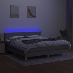 Εικόνα της Κρεβάτι Boxspring με Στρώμα & LED Αν.Γκρι 180x200 εκ Υφασμάτινο Hobbo