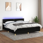 Εικόνα της Κρεβάτι Boxspring με Στρώμα & LED Μαύρο 180x200 εκ. Υφασμάτινο Hobbo