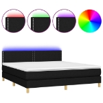 Εικόνα της Κρεβάτι Boxspring με Στρώμα & LED Μαύρο 180x200 εκ. Υφασμάτινο Hobbo