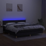 Εικόνα της Κρεβάτι Boxspring με Στρώμα & LED Μαύρο 180x200 εκ. Υφασμάτινο Hobbo