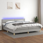 Εικόνα της Κρεβάτι Boxspring με Στρώμα & LED Αν.Γκρι 200x200εκ. Υφασμάτινο Hobbo