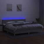 Εικόνα της Κρεβάτι Boxspring με Στρώμα & LED Αν.Γκρι 200x200εκ. Υφασμάτινο Hobbo