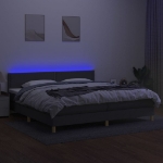 Εικόνα της Κρεβάτι Boxspring με Στρώμα & LED Σκ.Γκρι 200x200εκ. Υφασμάτινο Hobbo