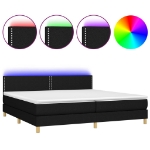 Εικόνα της Κρεβάτι Boxspring με Στρώμα & LED Μαύρο 200x200 εκ. Υφασμάτινο Hobbo