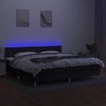 Εικόνα της Κρεβάτι Boxspring με Στρώμα & LED Μαύρο 200x200 εκ. Υφασμάτινο Hobbo