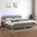 Εικόνα της Κρεβάτι Boxspring με Στρώμα & LED Taupe 200x200 εκ. Υφασμάτινο Hobbo