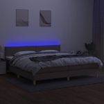 Εικόνα της Κρεβάτι Boxspring με Στρώμα & LED Taupe 200x200 εκ. Υφασμάτινο Hobbo