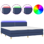 Εικόνα της Κρεβάτι Boxspring με Στρώμα & LED Μπλε 200x200 εκ. Υφασμάτινο Hobbo