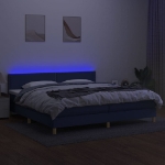 Εικόνα της Κρεβάτι Boxspring με Στρώμα & LED Μπλε 200x200 εκ. Υφασμάτινο Hobbo