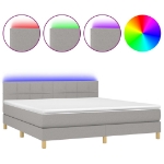 Εικόνα της Κρεβάτι Boxspring με Στρώμα & LED Αν.Γκρι 180x200 εκ Υφασμάτινο Hobbo