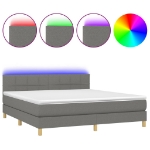 Εικόνα της Κρεβάτι Boxspring με Στρώμα & LED Σκ.Γκρι 180x200 εκ Υφασμάτινο Hobbo