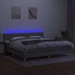 Εικόνα της Κρεβάτι Boxspring με Στρώμα & LED Αν.Γκρι 200x200εκ. Υφασμάτινο Hobbo