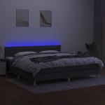 Εικόνα της Κρεβάτι Boxspring με Στρώμα & LED Σκ.Γκρι 200x200εκ. Υφασμάτινο Hobbo