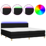 Εικόνα της Κρεβάτι Boxspring με Στρώμα & LED Μαύρο 200x200 εκ. Υφασμάτινο Hobbo