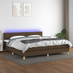 Εικόνα της Κρεβάτι Boxspring με Στρώμα & LED Σκ.Καφέ 200x200 εκ Υφασμάτινο Hobbo