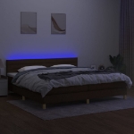 Εικόνα της Κρεβάτι Boxspring με Στρώμα & LED Σκ.Καφέ 200x200 εκ Υφασμάτινο Hobbo