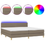 Εικόνα της Κρεβάτι Boxspring με Στρώμα & LED Taupe 200x200 εκ. Υφασμάτινο Hobbo