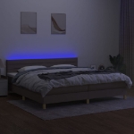 Εικόνα της Κρεβάτι Boxspring με Στρώμα & LED Taupe 200x200 εκ. Υφασμάτινο Hobbo