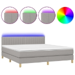 Εικόνα της Κρεβάτι Boxspring με Στρώμα & LED Αν.Γκρι 180x200 εκ Υφασμάτινο Hobbo