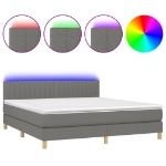 Εικόνα της Κρεβάτι Boxspring με Στρώμα & LED Σκ.Γκρι 180x200 εκ Υφασμάτινο Hobbo