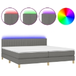 Εικόνα της Κρεβάτι Boxspring με Στρώμα & LED Σκ.Γκρι 200x200εκ. Υφασμάτινο Hobbo