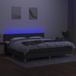 Εικόνα της Κρεβάτι Boxspring με Στρώμα & LED Σκ.Γκρι 200x200εκ. Υφασμάτινο Hobbo