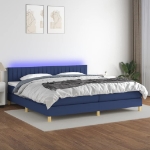 Εικόνα της Κρεβάτι Boxspring με Στρώμα & LED Μπλε 200x200 εκ. Υφασμάτινο Hobbo