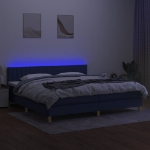 Εικόνα της Κρεβάτι Boxspring με Στρώμα & LED Μπλε 200x200 εκ. Υφασμάτινο Hobbo