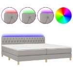 Εικόνα της Κρεβάτι Boxspring με Στρώμα & LED Αν.Γκρι 200x200εκ. Υφασμάτινο Hobbo