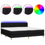 Εικόνα της Κρεβάτι Boxspring με Στρώμα & LED Μαύρο 200x200 εκ. Υφασμάτινο Hobbo