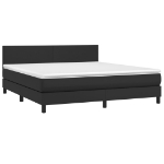 Εικόνα της Κρεβάτι Boxspring με Στρώμα & LED Μαύρο 180x200 εκ. Συνθ. Δέρμα Hobbo