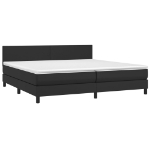 Εικόνα της Κρεβάτι Boxspring με Στρώμα & LED Μαύρο 200x200 εκ. Συνθ. Δέρμα Hobbo