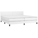 Εικόνα της Κρεβάτι Boxspring με Στρώμα & LED Λευκό 200x200 εκ. Συνθ. Δέρμα Hobbo