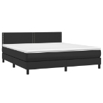 Εικόνα της Κρεβάτι Boxspring με Στρώμα & LED Μαύρο 180x200 εκ. Συνθ. Δέρμα Hobbo