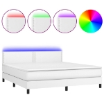 Εικόνα της Κρεβάτι Boxspring με Στρώμα & LED Λευκό 180x200 εκ. Συνθ. Δέρμα Hobbo