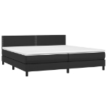 Εικόνα της Κρεβάτι Boxspring με Στρώμα & LED Μαύρο 200x200 εκ. Συνθ. Δέρμα Hobbo