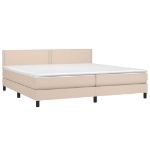 Εικόνα της Κρεβάτι Boxspring Στρώμα&LED Καπουτσίνο 200x200 εκ. Συνθ. Δέρμα Hobbo