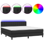 Εικόνα της Κρεβάτι Boxspring με Στρώμα & LED Μαύρο 180x200 εκ. Συνθ. Δέρμα Hobbo