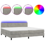 Εικόνα της Κρεβάτι Boxspring με Στρώμα & LED Αν.Γκρι 200x200 εκ. Βελούδινο Hobbo