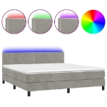 Εικόνα της Κρεβάτι Boxspring με Στρώμα & LED Αν.Γκρι 180x200 εκ. Βελούδινο Hobbo