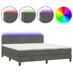 Εικόνα της Κρεβάτι Boxspring με Στρώμα & LED Σκ. Γκρι 180x200εκ. Βελούδινο Hobbo