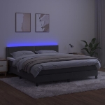 Εικόνα της Κρεβάτι Boxspring με Στρώμα & LED Σκ. Γκρι 180x200εκ. Βελούδινο Hobbo