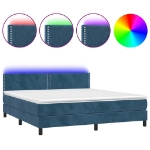 Εικόνα της Κρεβάτι Boxspring με Στρώμα & LED Σκ. Μπλε 180x200εκ. Βελούδινο Hobbo