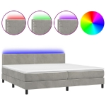 Εικόνα της Κρεβάτι Boxspring με Στρώμα & LED Αν.Γκρι 200x200 εκ. Βελούδινο Hobbo