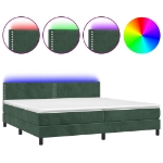 Εικόνα της Κρεβάτι Boxspring με Στρώμα & LED Σκ. Πράσινο 200x200εκ Βελούδο Hobbo